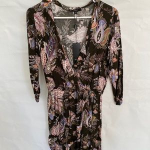 Studio F brand patterned black dress. Size 8. New with tags.